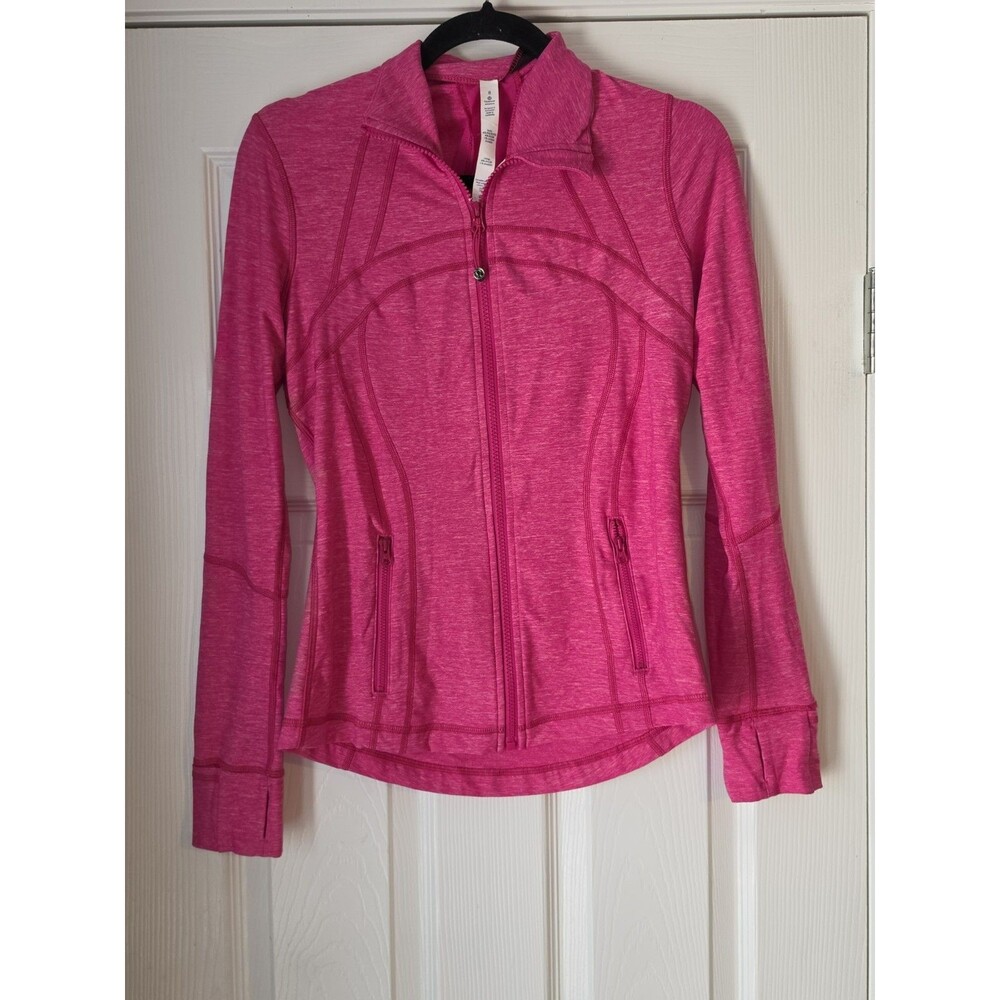 Lululemon Define Jacket Rare Heathered Pink Yoga Zip Up  Sz 8 EUC